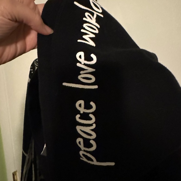 Peace Love World Women’s Small Cowl Neck Affirmation Black Hoodie Oversized - Picture 5 of 6
